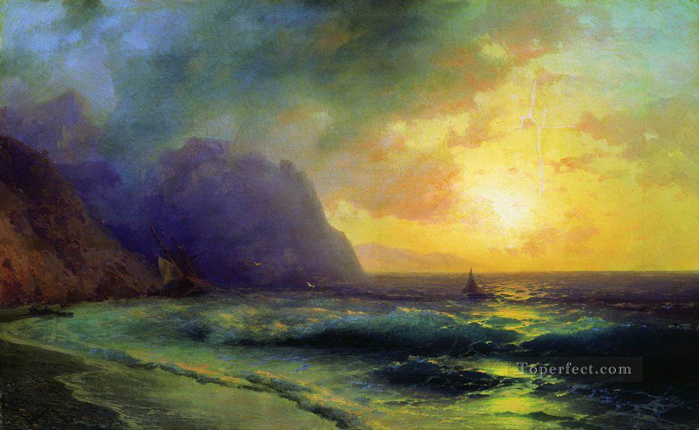 Puesta de sol en el mar 1853 Romántico Ivan Aivazovsky ruso Pintura al óleo